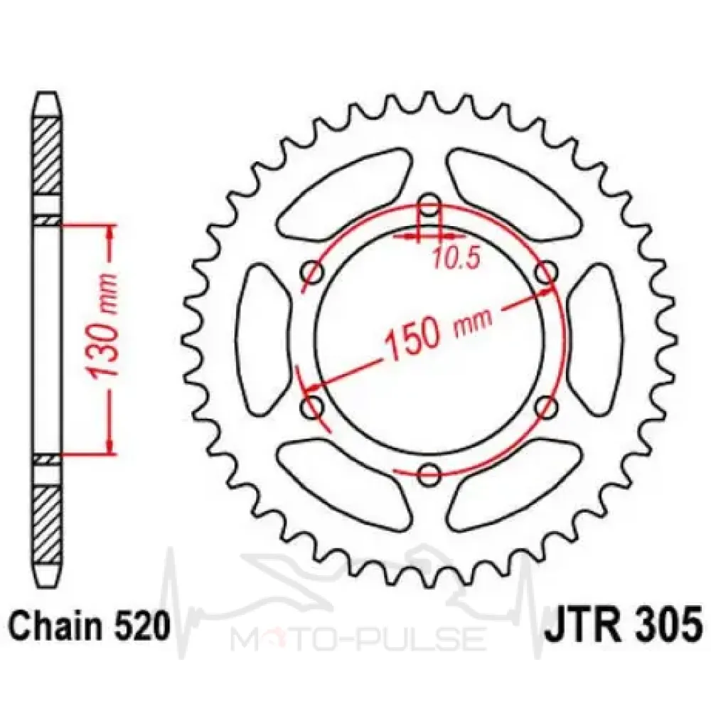 Зірка задня JTR305.46 Yamaha R6 (96-02, 05-07)